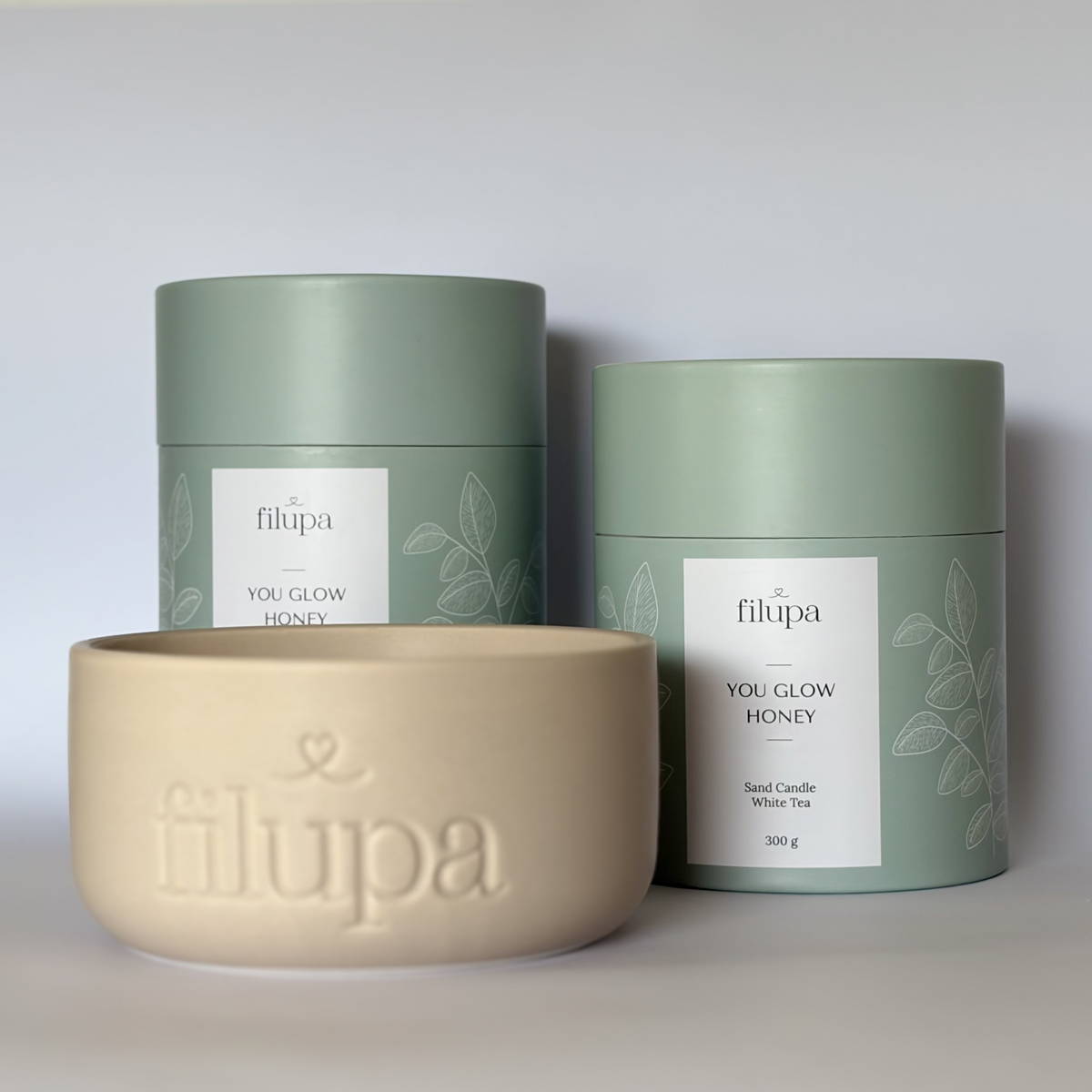 Filupa Sand Candle Sæt (Krukke + 2 x Valgfri Voks)